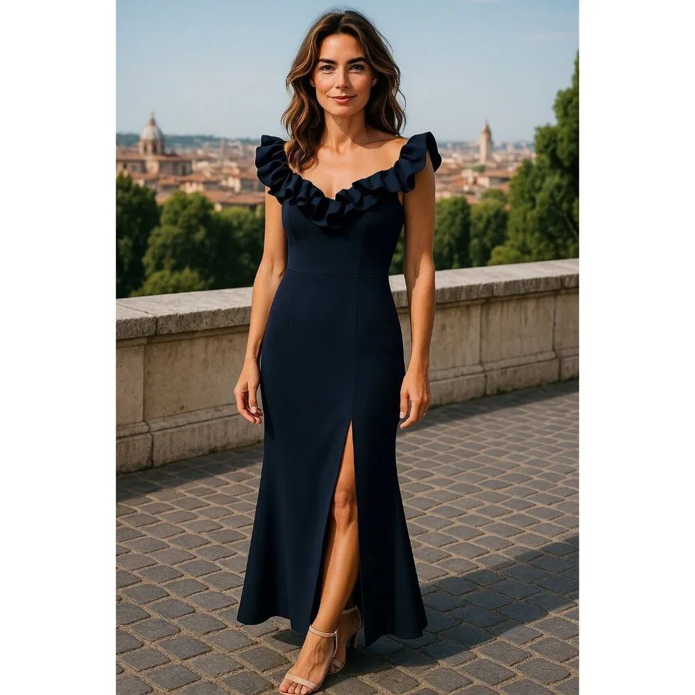 XSCAPE Women Navy Blue Gown 6 - Picture 1 of 5